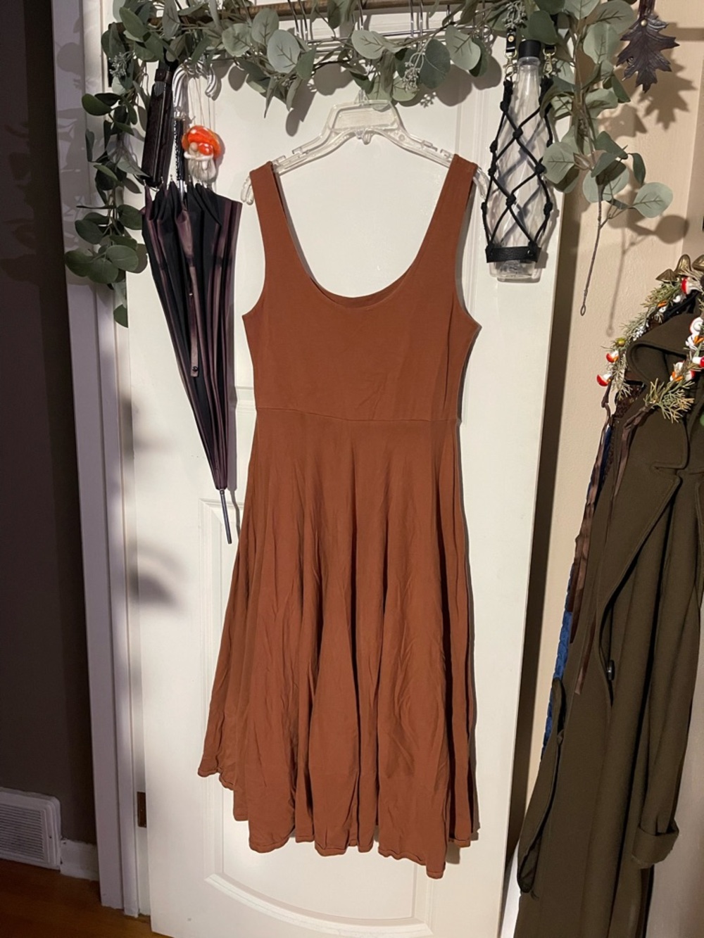 Women's Scoop Neck Burnt Orange Dress